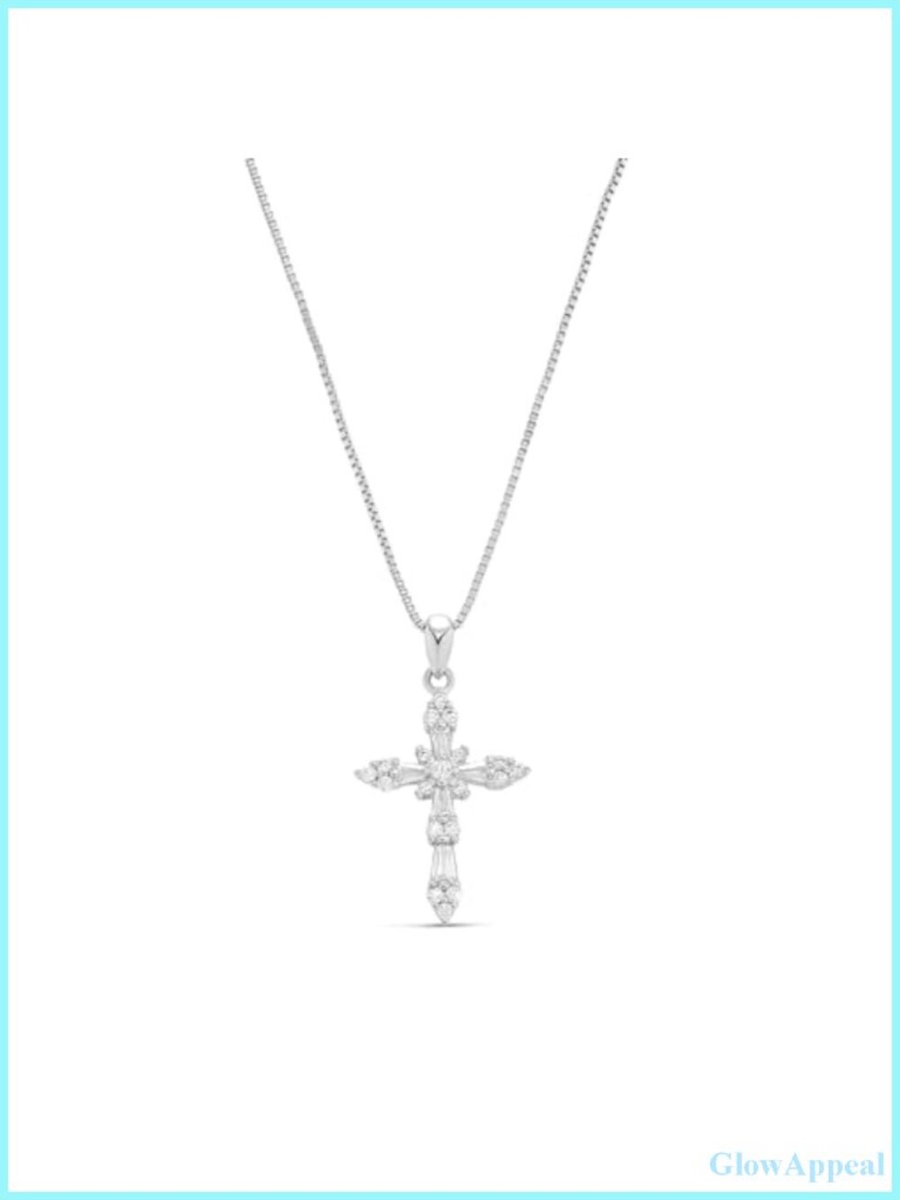 Sterling Silver Plated 18" Cross Pendant Necklace for Women Cubic Zirconia